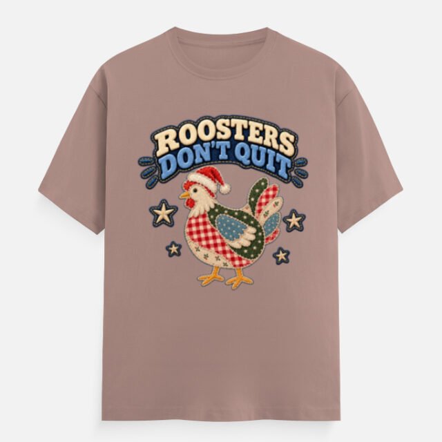 Roosters Don't Quit Patchwork Tee