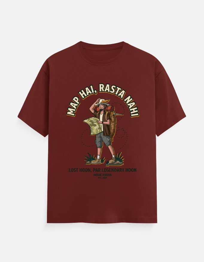 Map Hai Rasta Nahi Lost Explorer Graphic Tee - Image 3