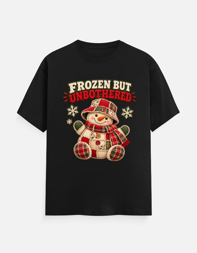 Frozen But Unbothered Patchwork Snowman Tee - Image 5