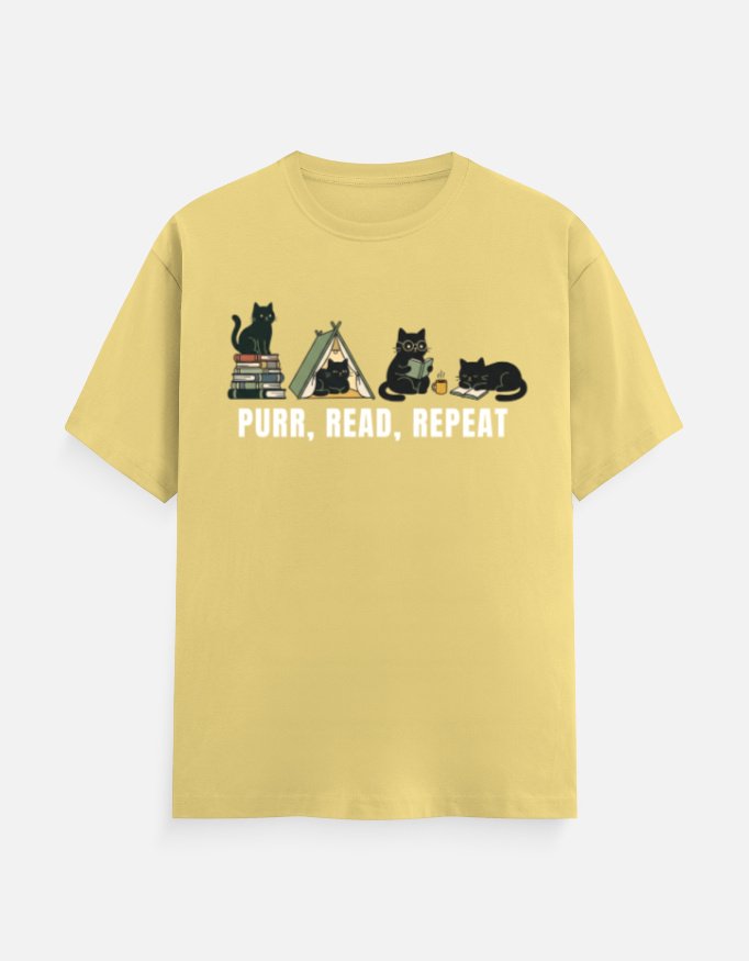 Purr Read Repeat Black Cat Tee - Image 9