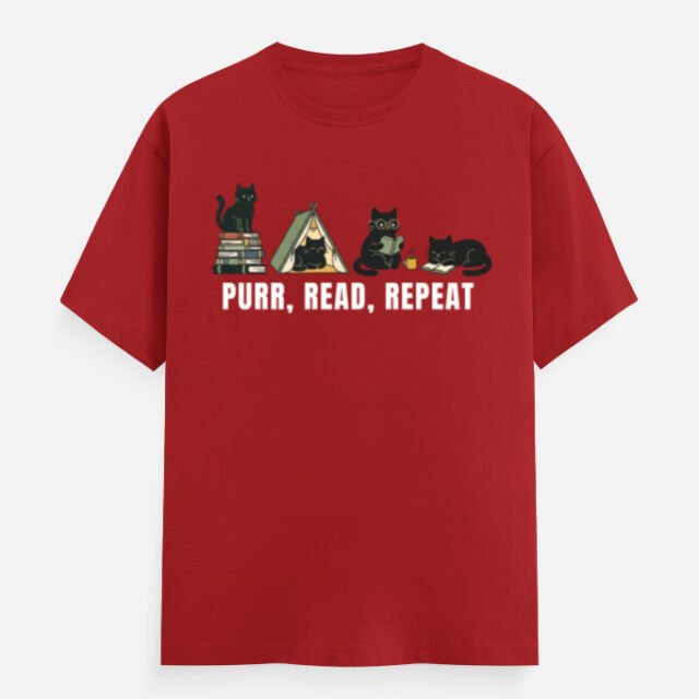 Purr Read Repeat Black Cat Tee