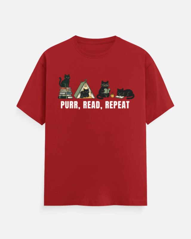 Purr Read Repeat Black Cat Tee