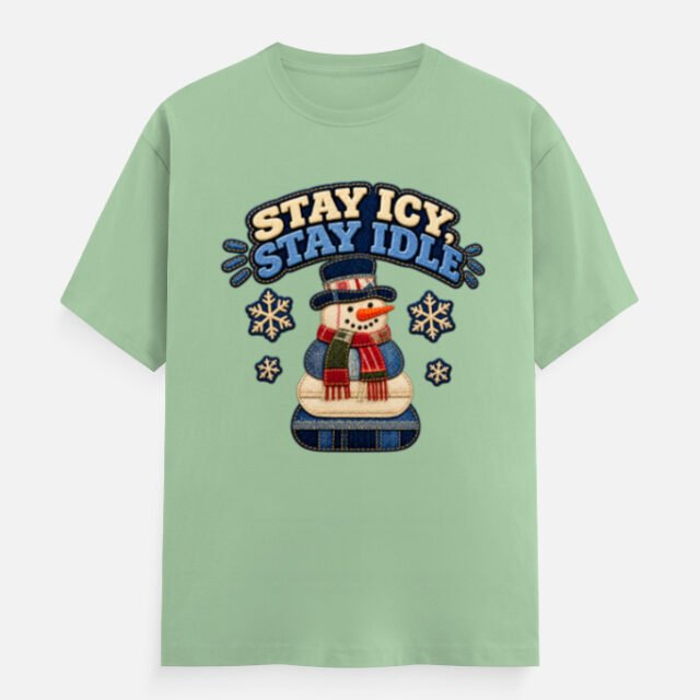 Stay Icy Stay Idle Snowman Patchwork Tee