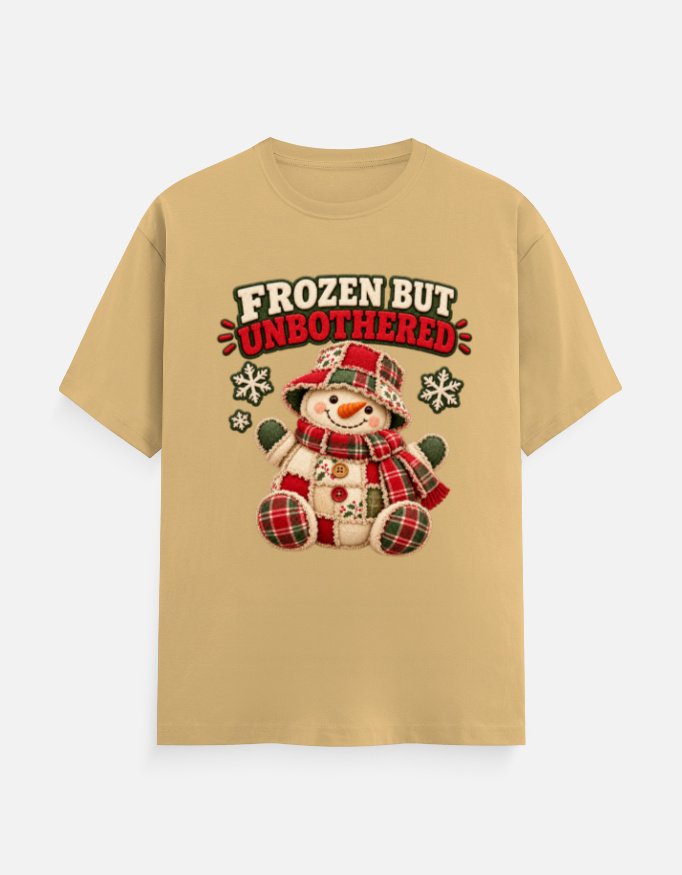 Frozen But Unbothered Patchwork Snowman Tee