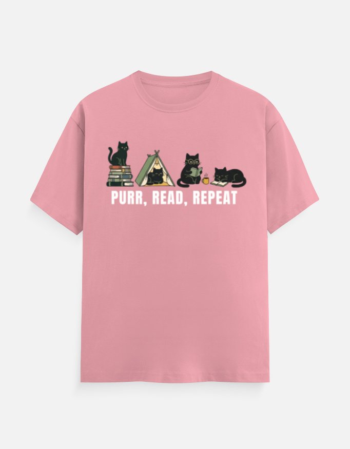 Purr Read Repeat Black Cat Tee - Image 5