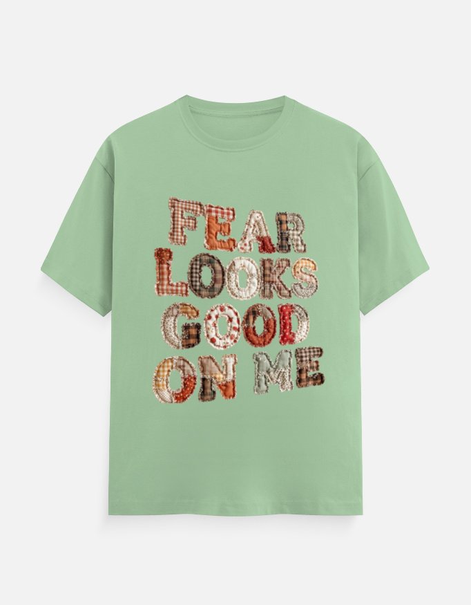 Fear Looks Good On Me Patchwork Graphic Tee - Image 2