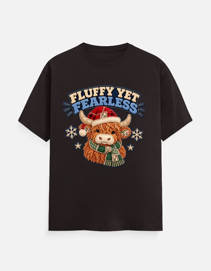 Fluffy Yet Fearless Highland Cow Tee - Image 3